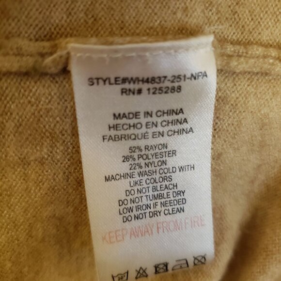 Rae Dunn Tan Relaxed Fit Rayon Blend WEEKEND Dropped Sleeve Sweater Size XL GUC - Picture 7 of 8